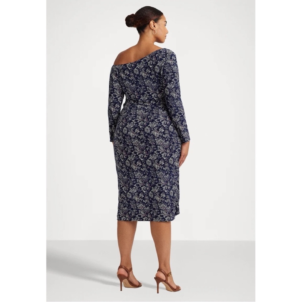 Lauren Ralph Lauren Women's Floral Buckle-Trim Jersey Off the Shoulder Dress 14 - Picture 5 of 16